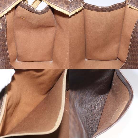 CELINE Macadam Canvas Tote Bag Pvc Leather Brown Gold - Picture 12 of 13